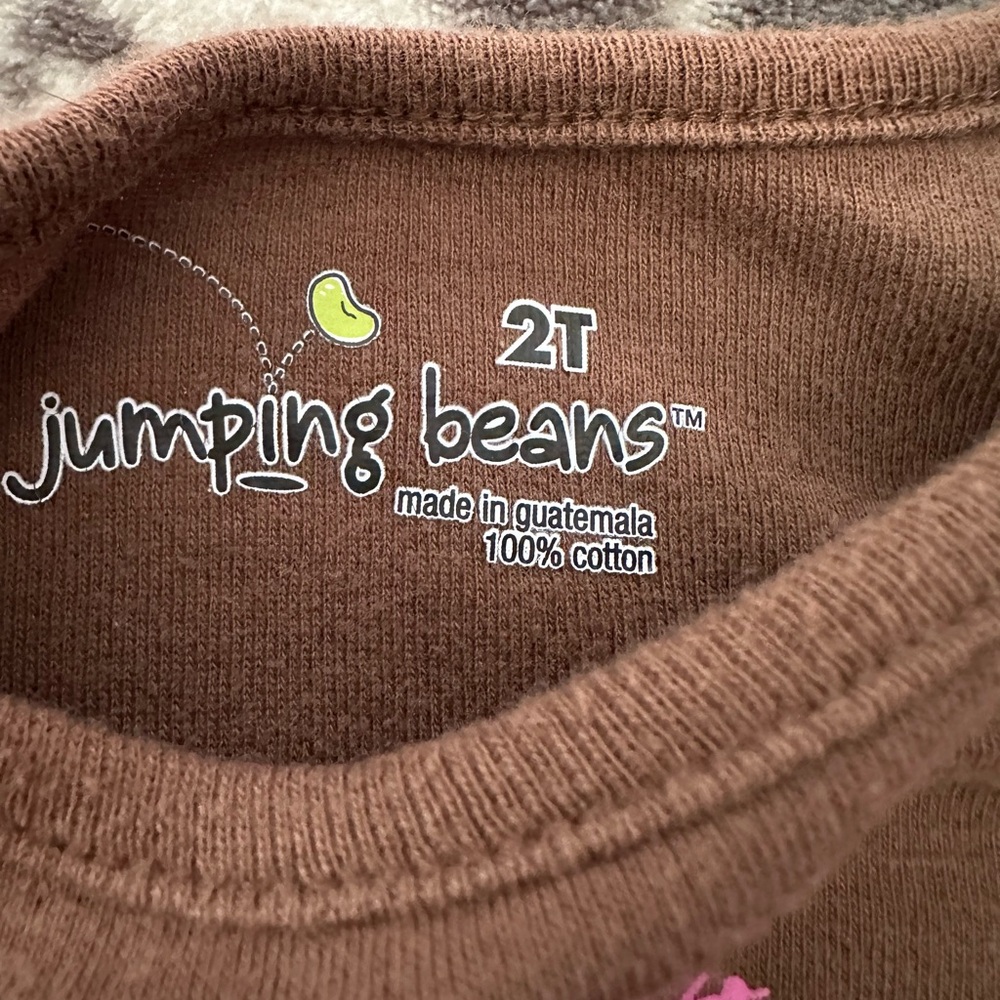 Jumping Beans Heart Graphic Long Sleeve Layered Look T-shirt in Brown Size 2T - Picture 7 of 15